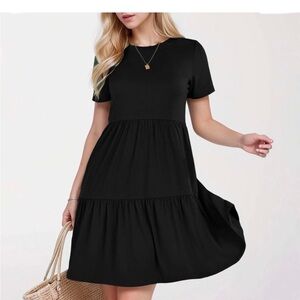 Nik & Nash Black Ruffled Shortsleeved Flowy Mini Sundress Size XS